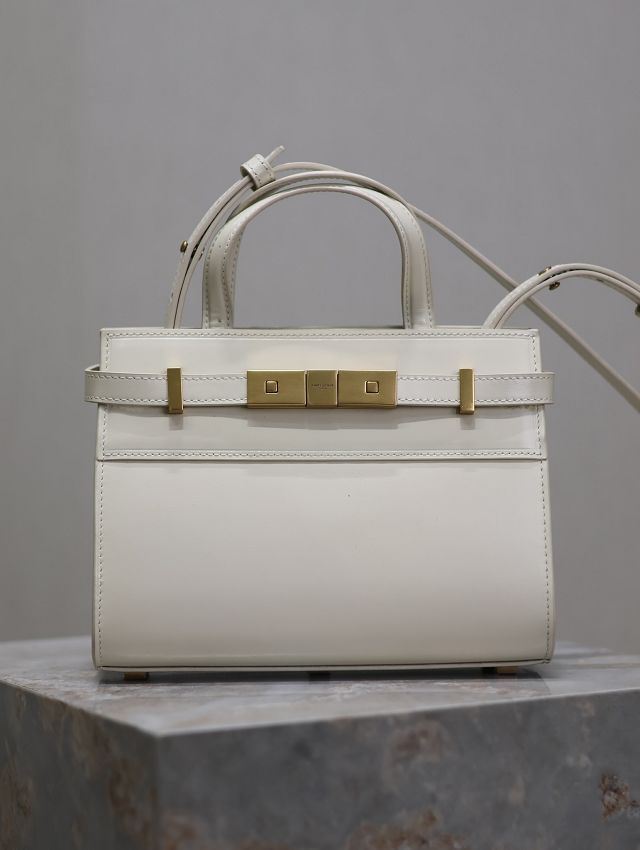 YSL original calfskin manhattan small handbag 593741 white