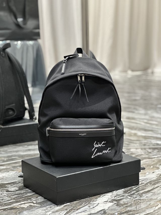 YSL original nylon canvas large city backpack 326865 black