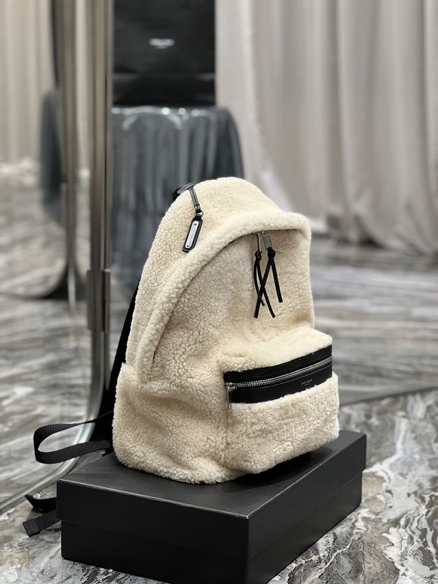 YSL original shearling medium city backpack 534967 beige