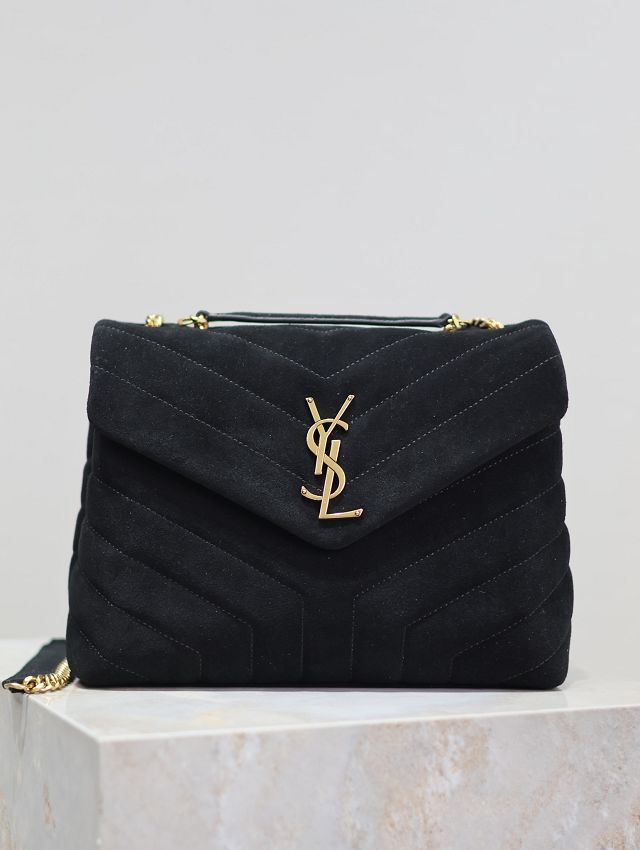 YSL original suede calfskin loulou medium bag 487216 black