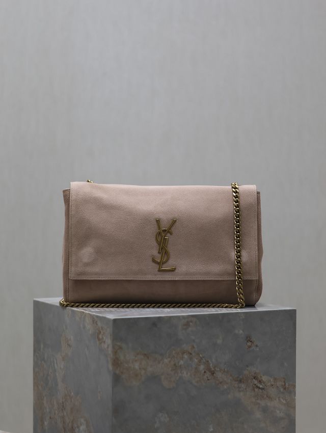 YSL original suede calfskin reversible medium kate bag 553804 rose beige