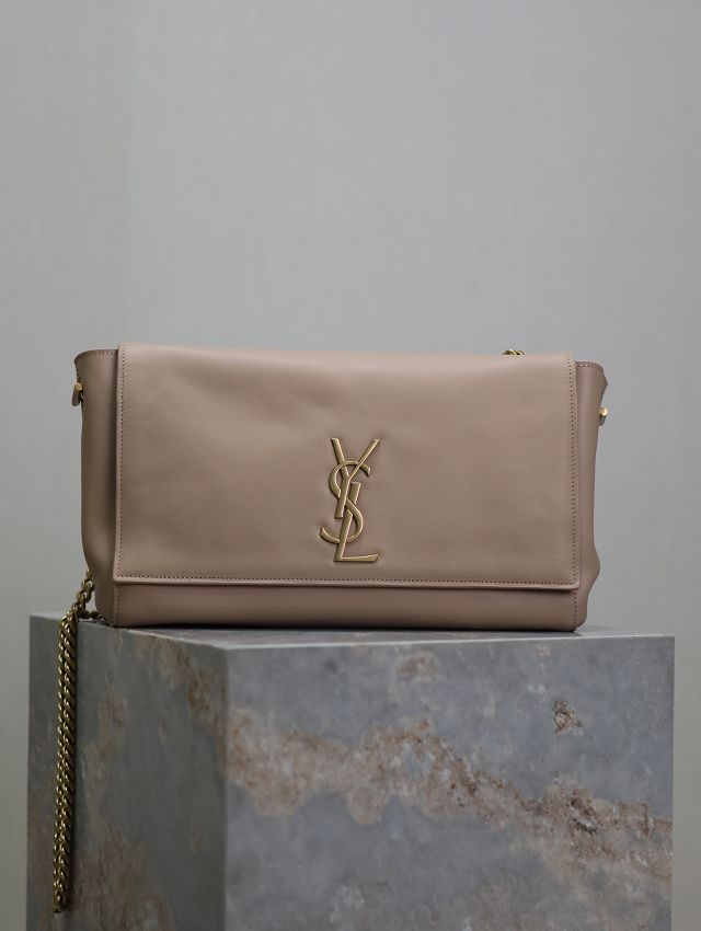 YSL original suede calfskin reversible medium kate bag 553804 rose beige