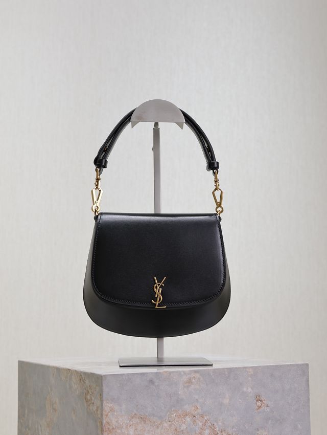 YSL original box calfskin voltaire top handle bag 753824 black