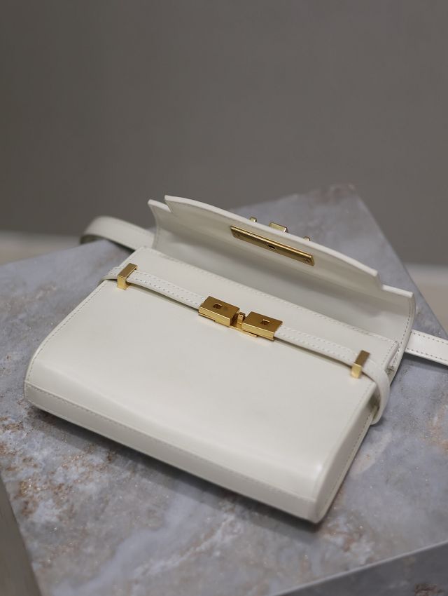 YSL original calfskin manhattan mini flap bag 727766 white