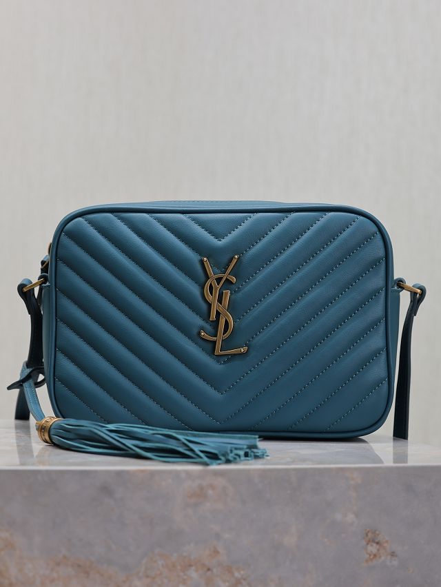 YSL original patent calfskin lou camera bag 520534 blue