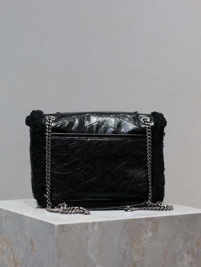 YSL original shearling niki baby bag 633151 black