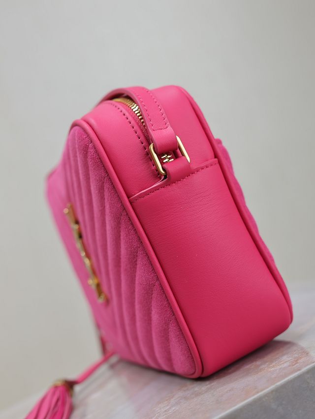 YSL original suede lou camera bag 520534 rose red