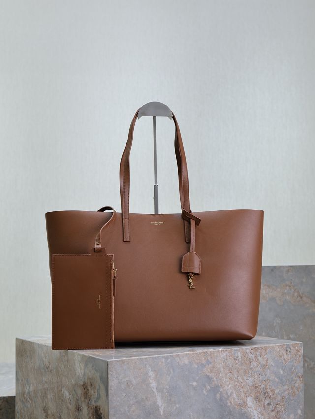 YSL original calfskin shopping tote bag 394195 brown