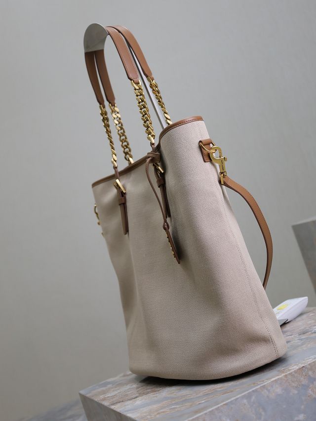 YSL original canvas medium shopping bag 791302 beige