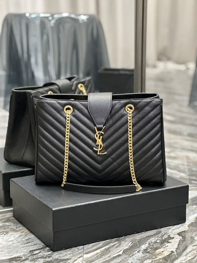 YSL original grained calfskin shopping bag 668900 black