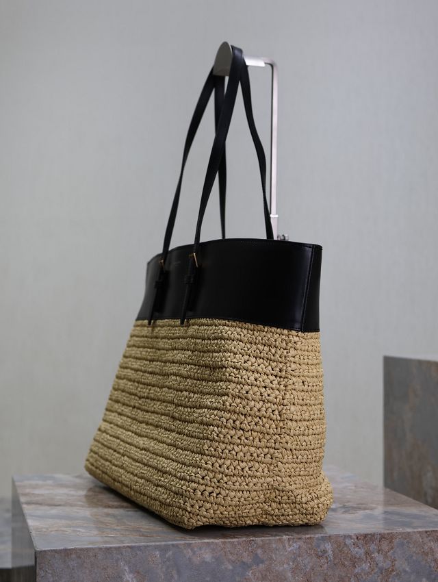 YSL original raffia shopping tote bag 394195 beige