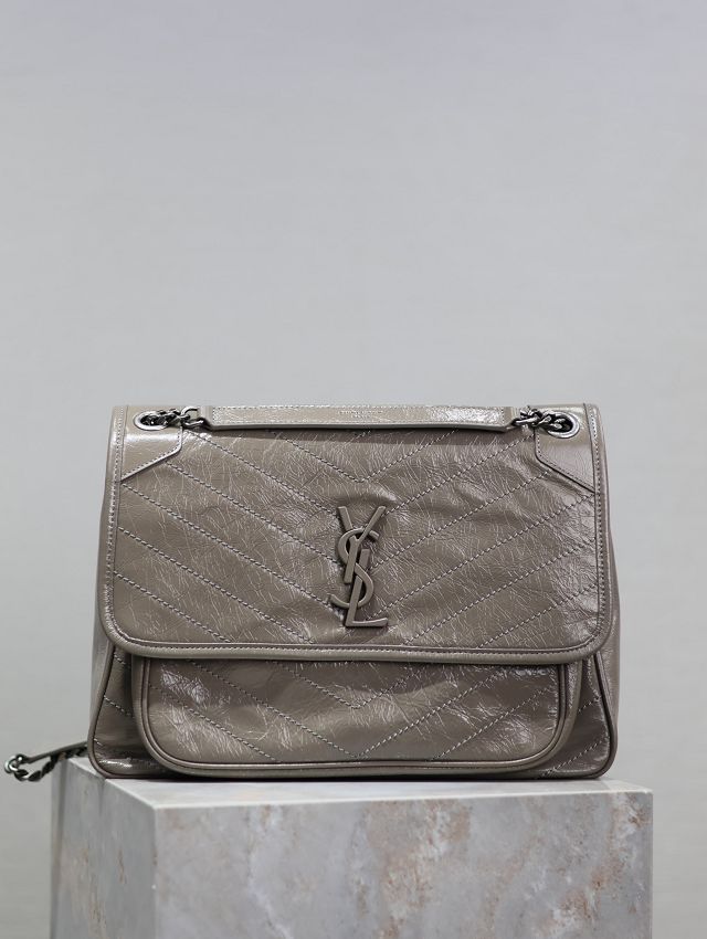 YSL original calfskin large niki bag 498830 grey