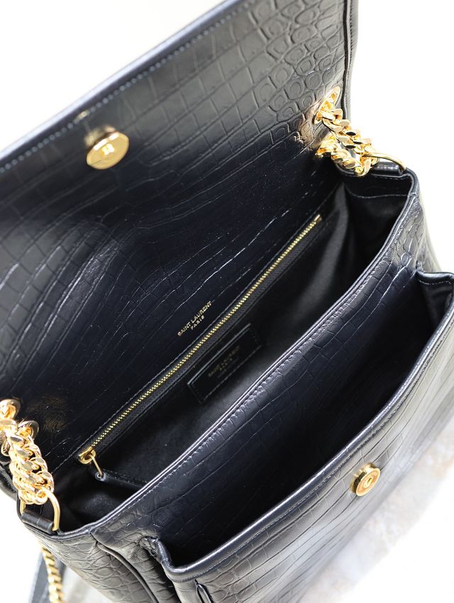 YSL original crocodile calfskin medium niki bag 633158 black