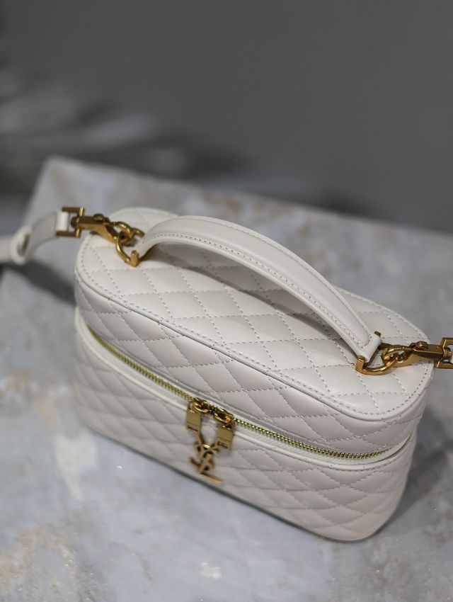 YSL original lambskin gaby vanity bag 766731 white