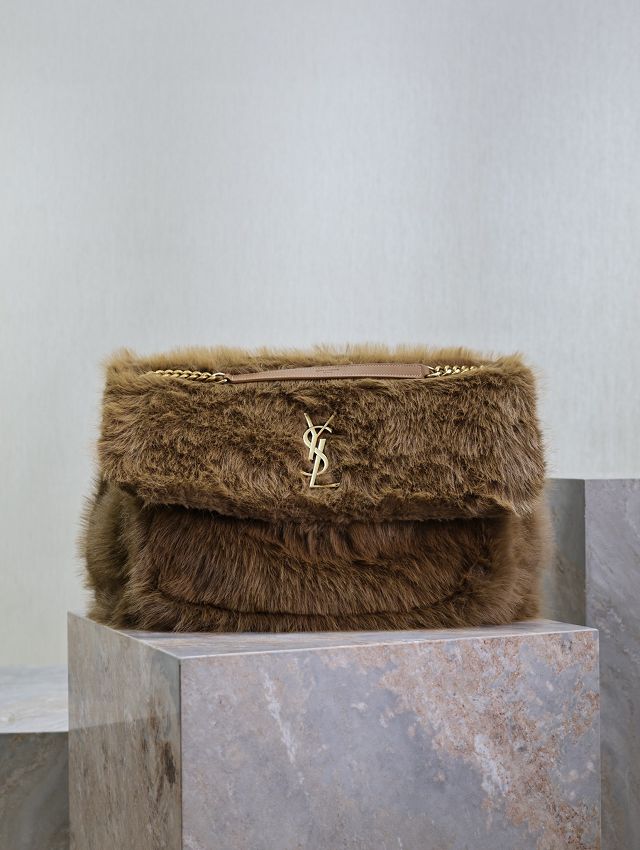 YSL original rabbit hair jumbo niki bag 755857 brown