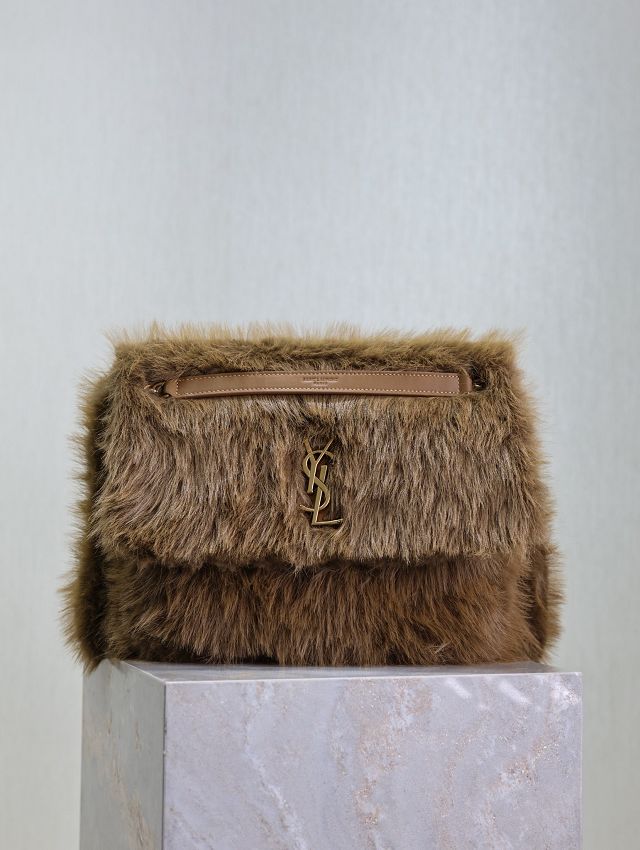 YSL original rabbit hair large niki bag 498830 brown