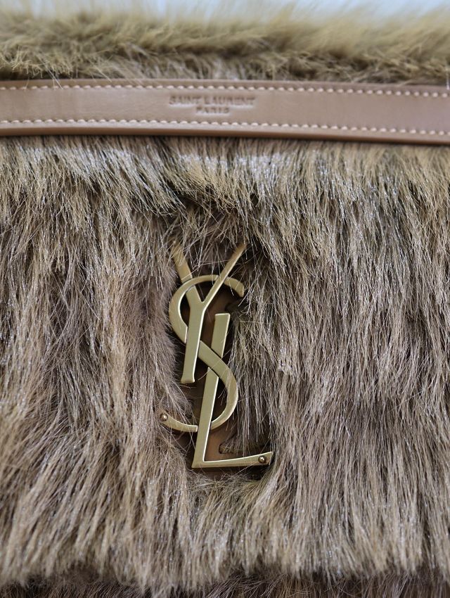 YSL original rabbit hair large niki bag 498830 brown