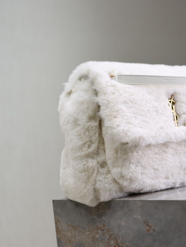 YSL original rabbit hair large niki bag 498830 white