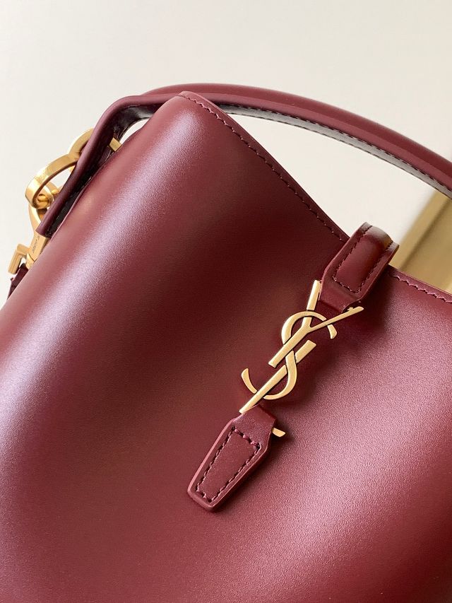 YSL original calfskin mini le 37 bucket bag 765870 bordeaux