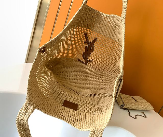 YSL original raffia icare maxi shopping bag 772191 beige