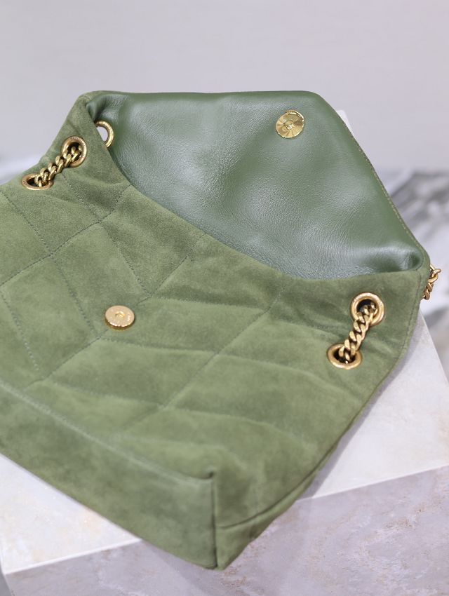 YSL original suede calfskin puffer small bag 577476 green