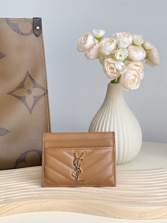 YSL original grained calfskin card holder 423291