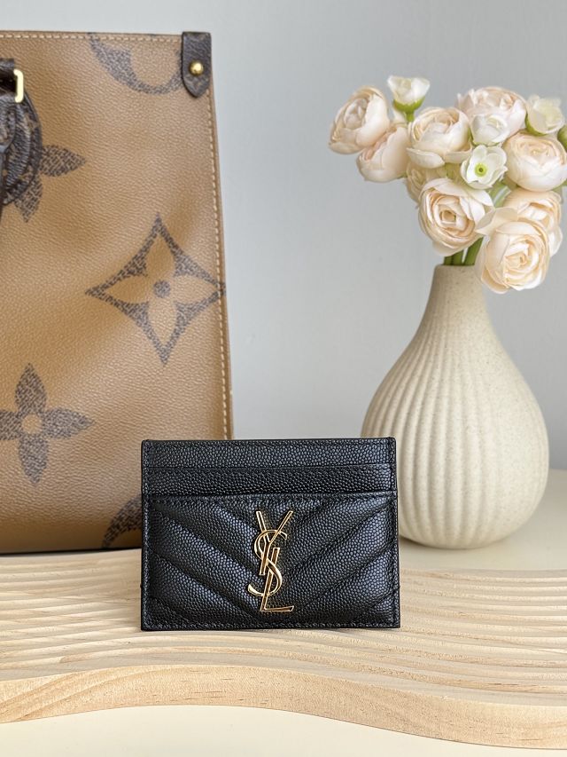 YSL original grained calfskin card holder 423291