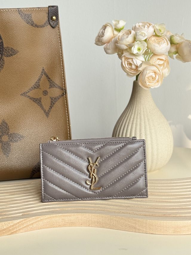 YSL original grained calfskin card holder 607915