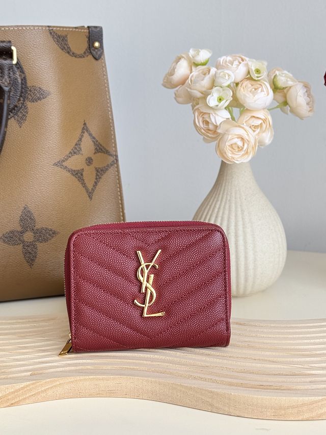 YSL original grained calfskin zippy wallet 403723