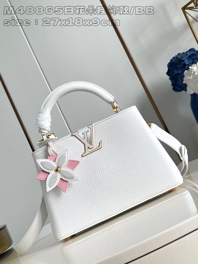 Louis vuitton original calfskin capucines BB handbag M21103 white