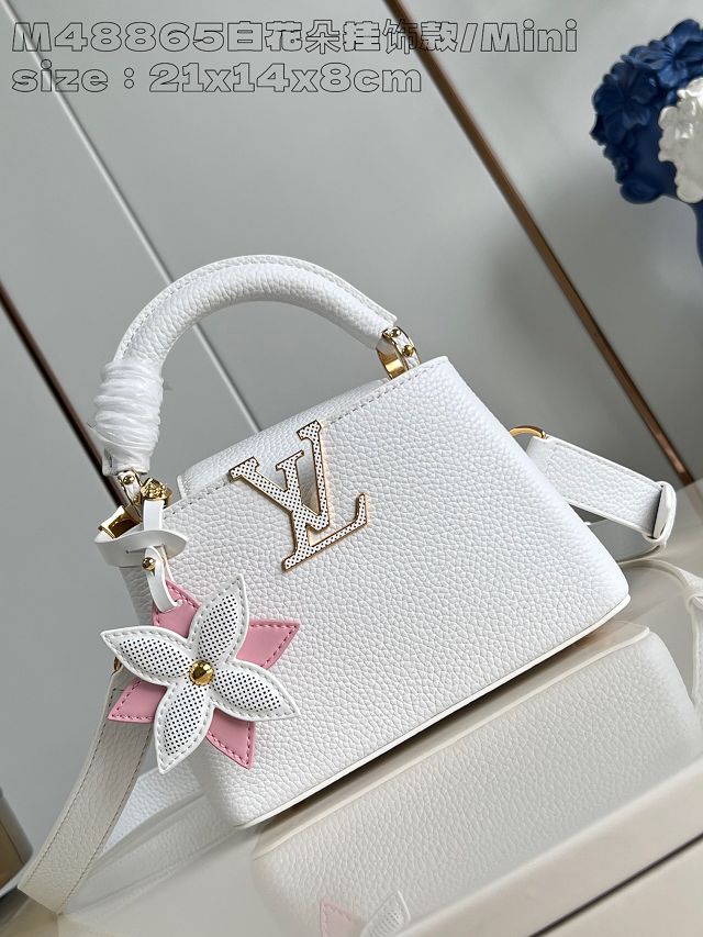 Louis vuitton original calfskin capucines mini handbag M22606 white