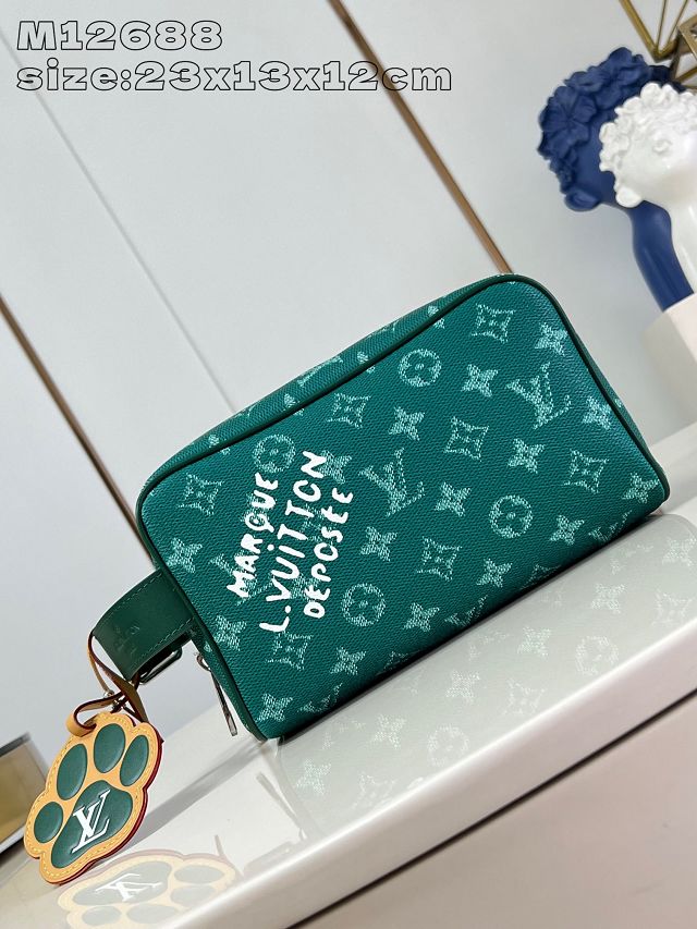 Louis vuitton original monogram canvas locker dopp kit M12688 green