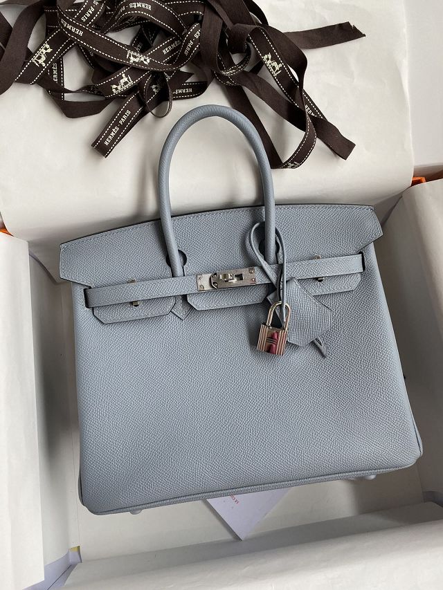 Hermes original epsom leather birkin 30 bag H30-3 blue lin	