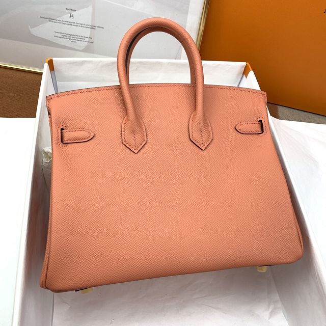 Hermes original epsom leather birkin 25 bag H25-3 crevette pink