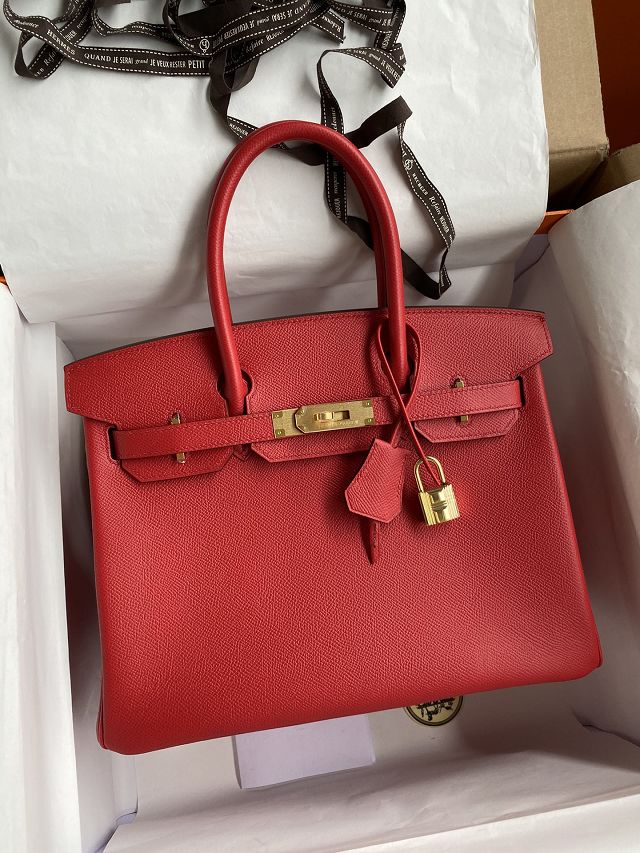 Hermes original epsom leather birkin 35 bag H35-3 rouge casaque