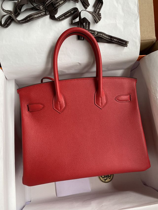 Hermes original epsom leather birkin 35 bag H35-3 rouge casaque