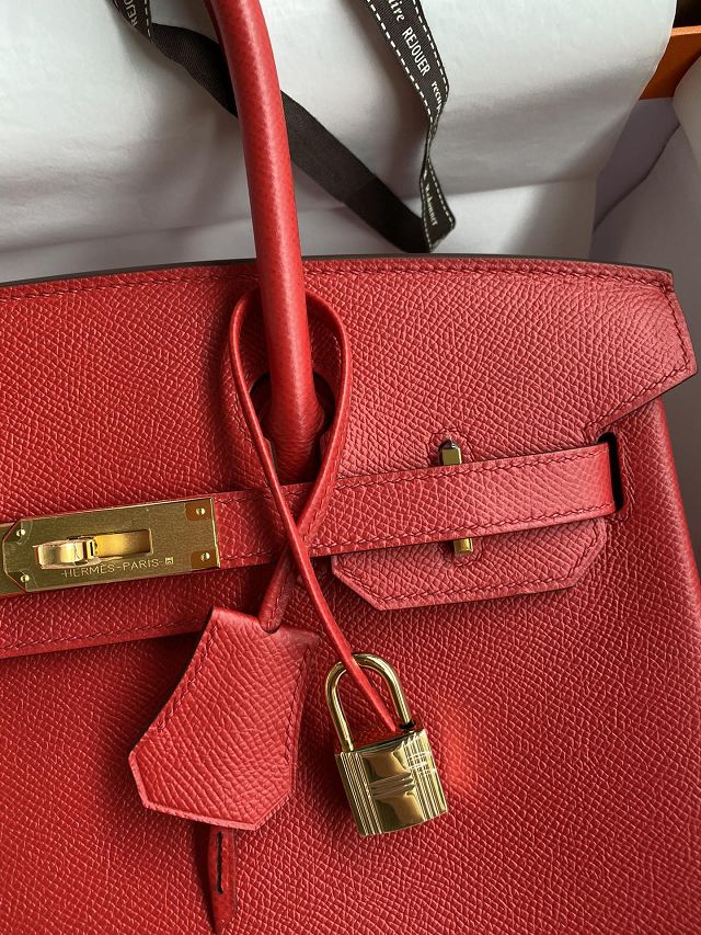 Hermes original epsom leather birkin 35 bag H35-3 rouge casaque