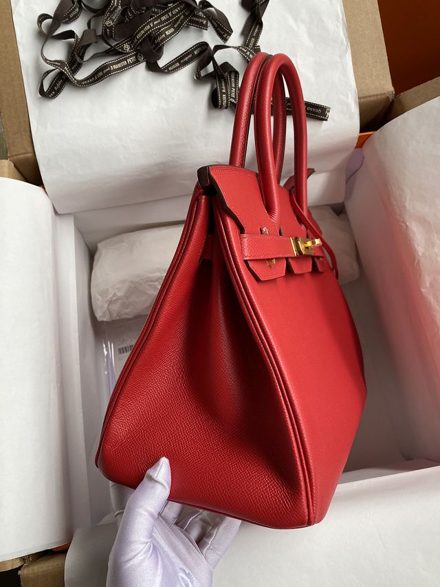 Hermes original epsom leather birkin 35 bag H35-3 rouge casaque