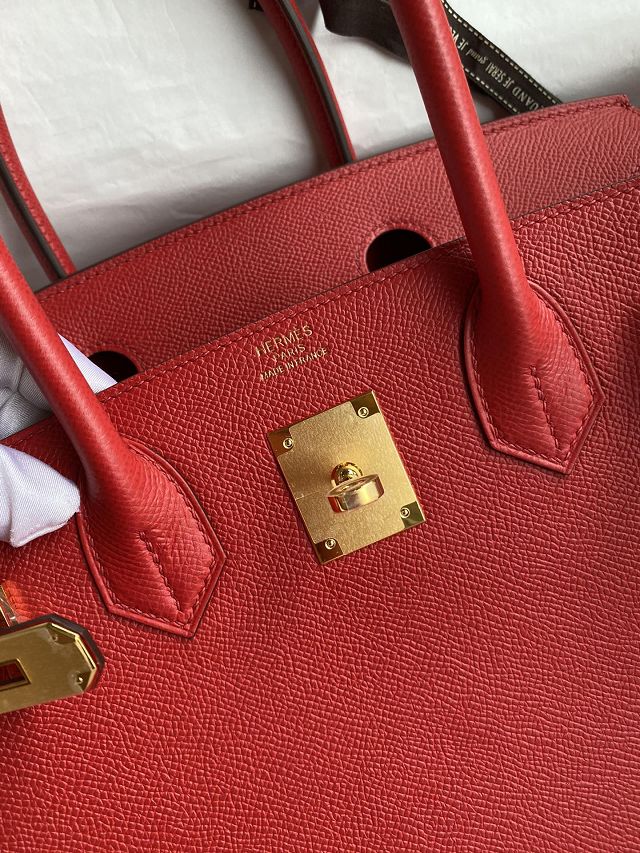 Hermes original epsom leather birkin 35 bag H35-3 rouge casaque