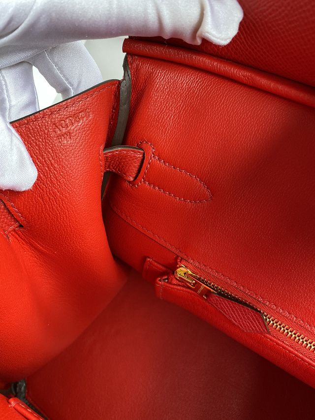 Hermes original epsom leather birkin 35 bag H35-3 rouge casaque