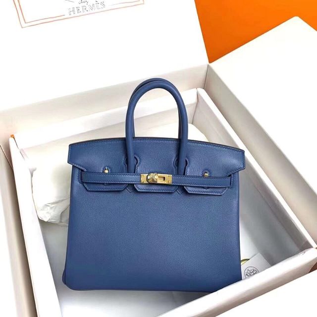 Hermes original swift leather birkin 30 bag H30-5 blue agate