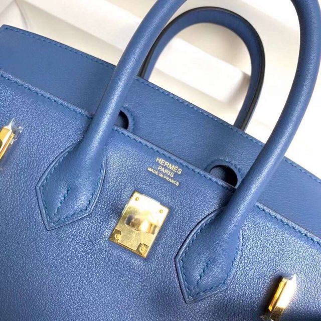 Hermes original swift leather birkin 30 bag H30-5 blue agate