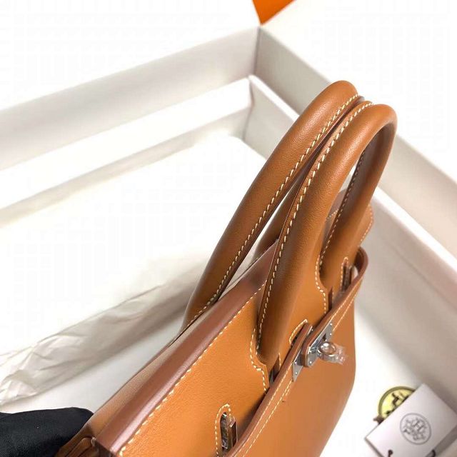 Hermes original swift leather birkin 25 bag H25-5 gold brown