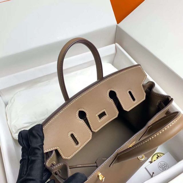 Hermes original swift leather birkin 25 bag H25-5 grey etoupe