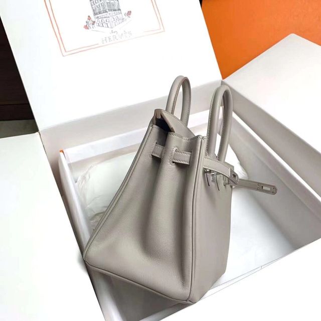 Hermes original swift leather birkin 25 bag H25-5 grey pearl