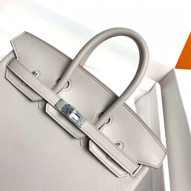 Hermes original swift leather birkin 25 bag H25-5 grey pearl