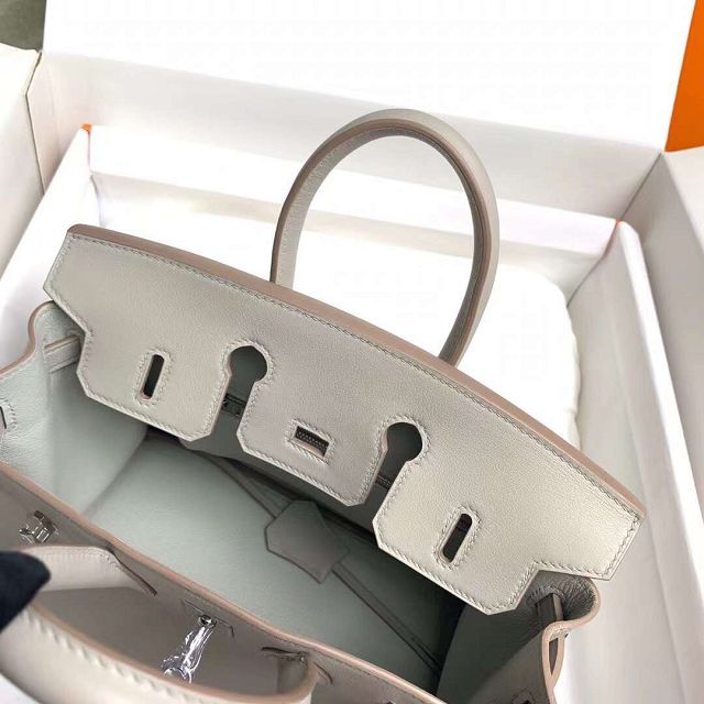 Hermes original swift leather birkin 25 bag H25-5 grey pearl