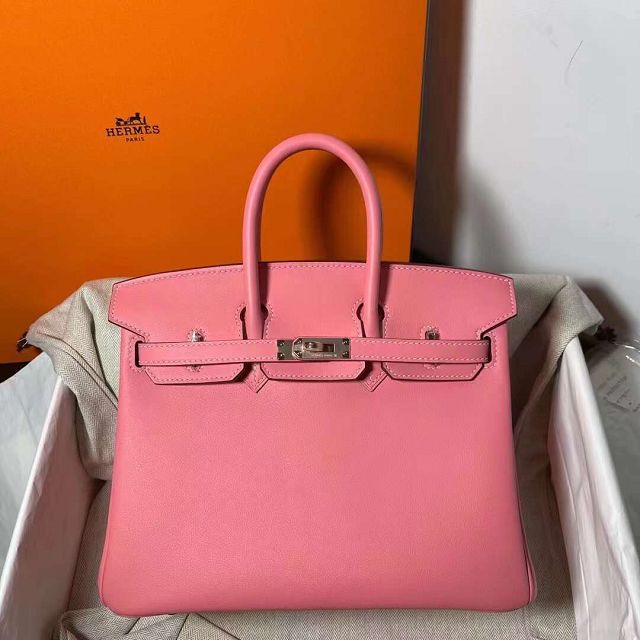 Hermes original swift leather birkin 25 bag H25-5 rose dete	