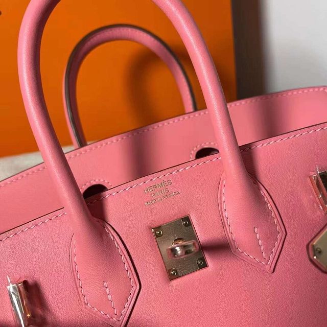 Hermes original swift leather birkin 25 bag H25-5 rose dete	