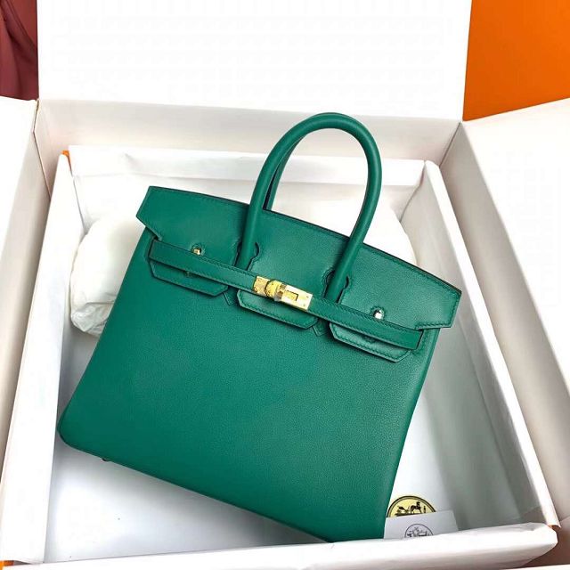 Hermes original swift leather birkin 25 bag H25-5 vert vertigo